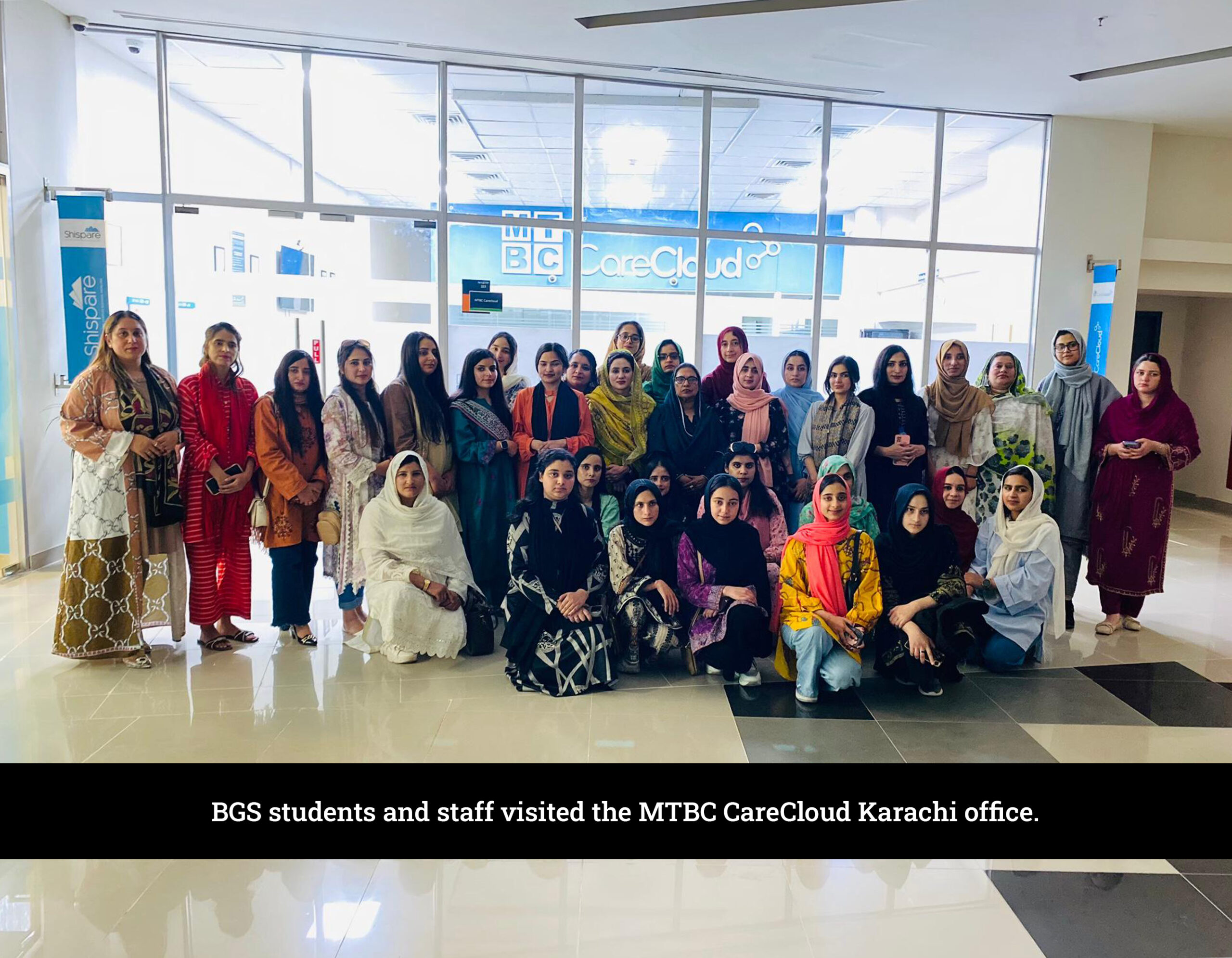 BGS students and staff group photo at MTBC Carecloud karachi Office