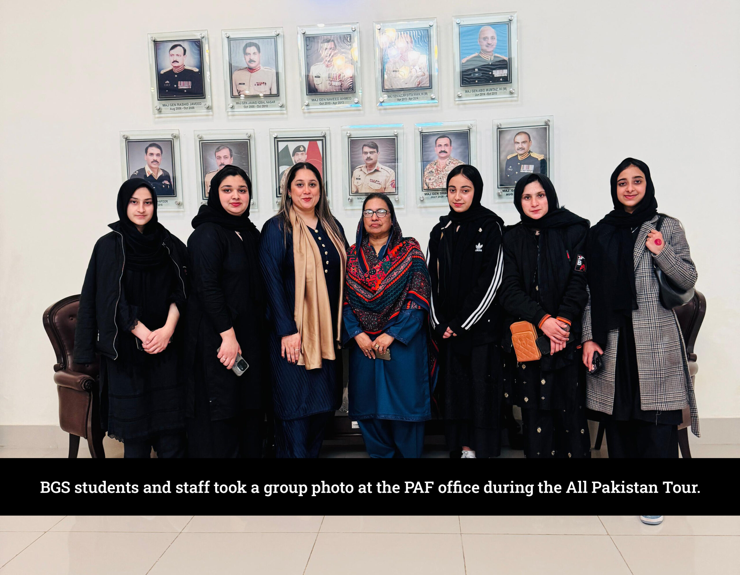BGS students and staff group photo at PAF Office