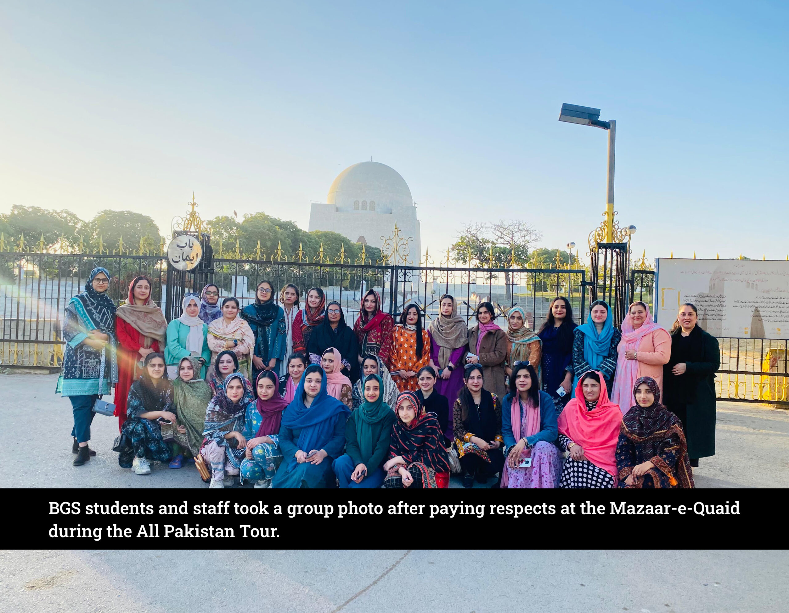 BGS students and staff group photo at Mazar-e-Quaid, Karachi