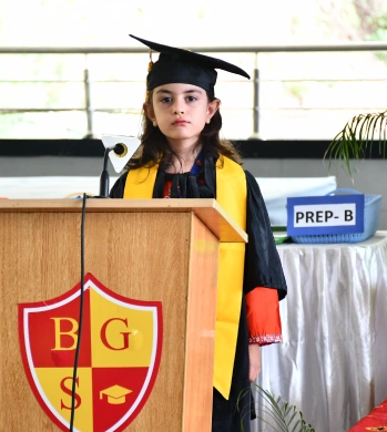 Elementary class student giving speech